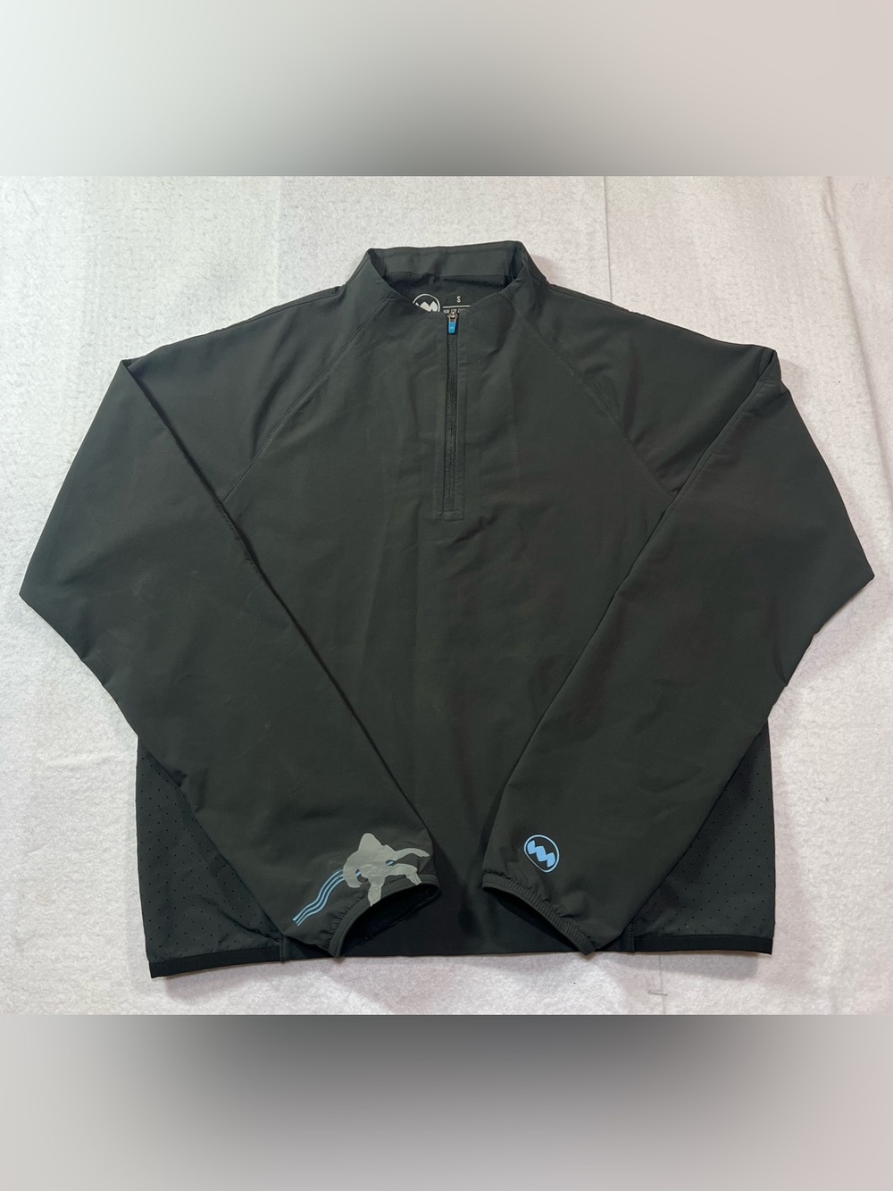 Janji Men's Quarter Zip Running Jacket with Bigfoot Gear Aid Patch,Black,Small